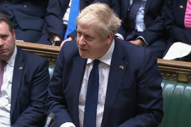 Boris Johnson commended President Zelesnky’s strength address MPs in the House of Commons. (Credit: PA)