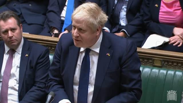 Boris Johnson commended President Zelesnky’s strength address MPs in the House of Commons. (Credit: PA)