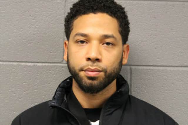 A handout from the Chicago Police Department in which Jussie Smollett poses for a booking photo after turning himself into the Chicago Police Department (Photo: Chicago Police Department via Getty Images)