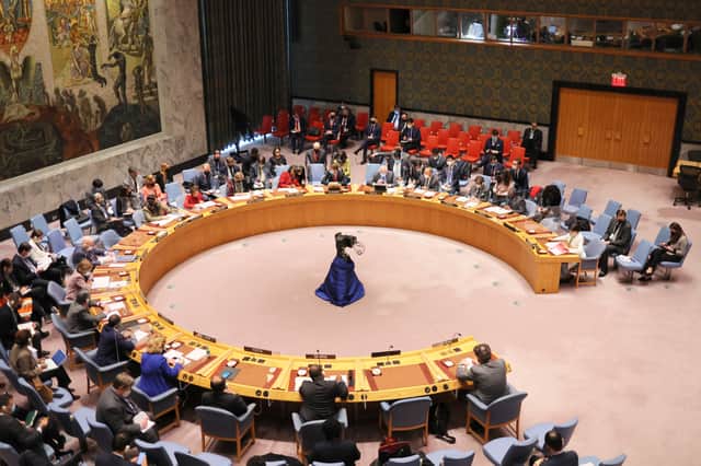 The UN Security Council meets on 11 March, 2022. (Credit: Getty)