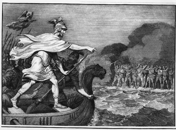 Julius Caesar lands his craft during his invasion on Britain (Photo: Hulton Archive/Getty Images)