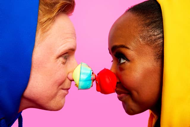The One Show’s Angelica Bell and Owain Wyn Evans will go head-to-head when they compete in the Red Nose and Spoon Race for Red Nose Day 2022 (Photo: PA)