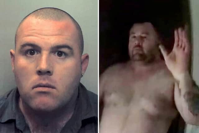 Ambrose O’Neill (L) captured on bodycam being arrested (R).