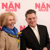 LONDON, ENGLAND - MARCH 15: Niky Wardley, The Nan aka Catherine Tate and Mathew Horne attend a Special Screening of The Nan Movie at Ham Yard Hotel on March 15, 2022 in London, England. (Photo by Tristan Fewings/Getty Images for Warner Bros.)