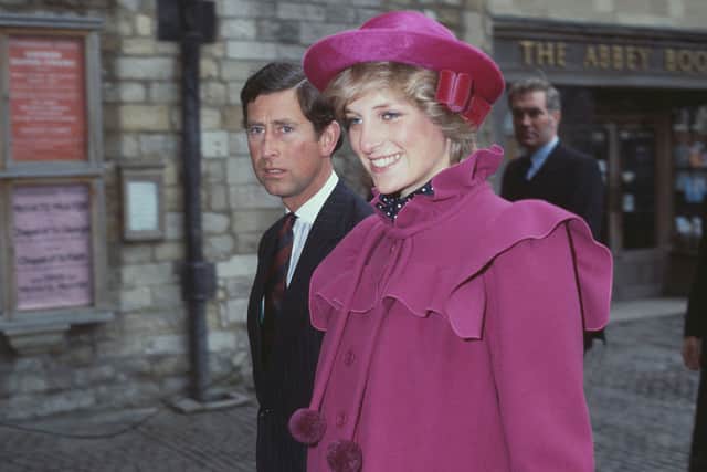 Prince Charles and Princess Diana at Westminster Abbey, London, for a centenary service for the Royal College Of Music, 28th February 1982 (Photo: Fox Photos/Hulton Archive/Getty Images)
