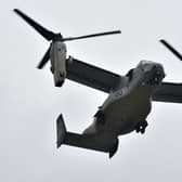 A US Marine tilt-rotor Osprey aircraft, similar to the one that crashed in Norway. (Photo credit should read KAZUHIRO NOGI/AFP via Getty Images)