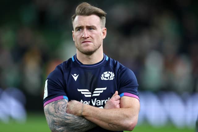Stuart Hogg of Scotland looks on dejected after the Six Nations Rugby match between Ireland and Scotland at Aviva Stadium
