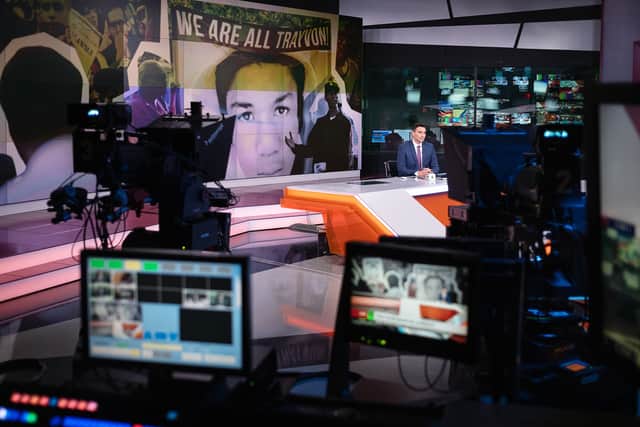 Inside the Moscow studios of RT, formerly known as Russia TV, which has had its broadcast licence revoked in the UK (Photo: Getty)