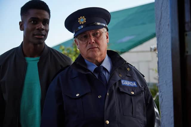 <p>Clinton Liberty (left) as Linus Dunne and Conleth Hill as PJ Collins (right) </p>