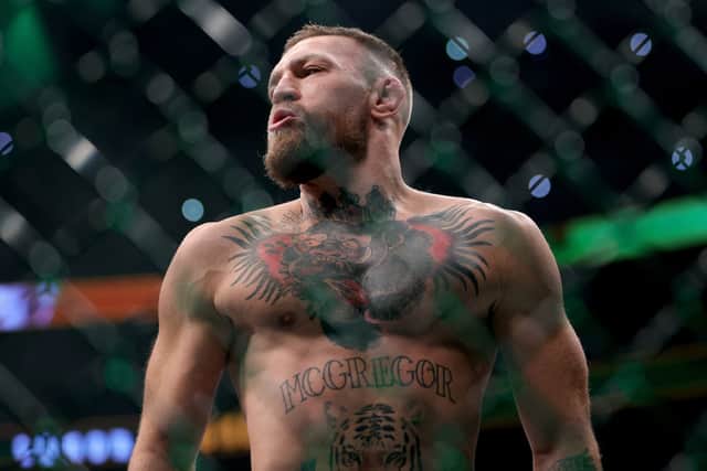 Conor McGregor in the octagon before his lightweight bought against Dustin Poirier on 10 July 2021 in Las Vegas (Photo: Stacy Revere/Getty Images)