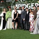 A Bridgerton prequel centred around Queen Charlotte has aired on Netflix. Queen Charlotte actress Golda Rosheuvel is pictured with her Bridgerton cast mates second left.