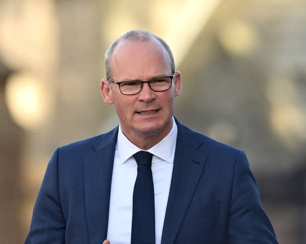 Irish foreign minister Simon Coveney was rushed off stage after a security alert during a speech in Belfast. (Credit: Getty Images)