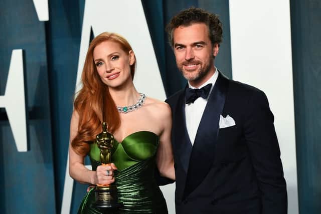 Jessica Chastain and her husband Gian Luca Passi de Preposulo (Photo: PATRICK T. FALLON/AFP via Getty Images)