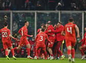 North Macedonia celebrate their win over Italy on Thursday 24 March 2022
