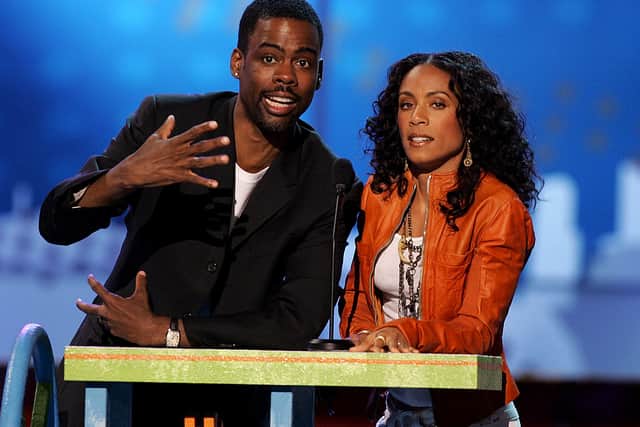 Chris Rock and Jada Pinkett Smith onstage at the 18th Annual Nickelodeon Kids Choice Awards in 2005 (Photo: Kevin Winter/Getty Images)