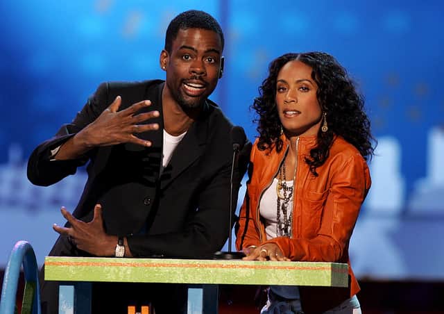 Chris Rock and Jada Pinkett Smith onstage at the 18th Annual Nickelodeon Kids Choice Awards in 2005 (Photo: Kevin Winter/Getty Images)