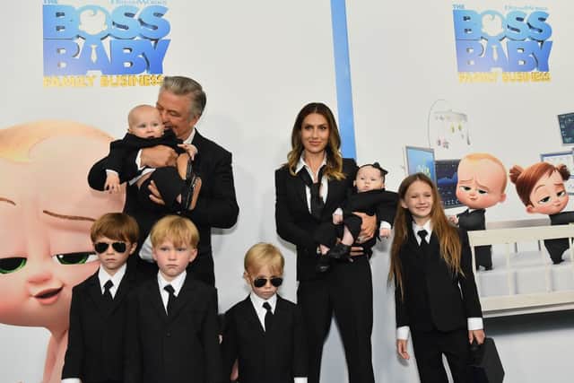 Alec Baldwin, wife Hilaria Baldwin and their six children at The Boss Baby: Family Business premier in 2021 (Photo: ANGELA WEISS/AFP via Getty Images)