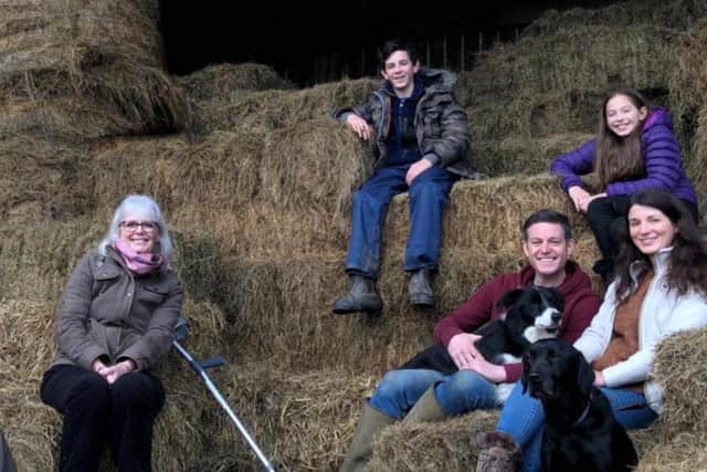 Matt Baker with his family (L-R) dad Mike, mum Janice, son Luke, Matt, daughter Molly and wife Nicola (Channel 4)