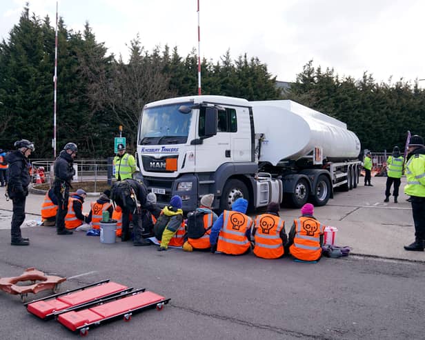 Just Stop Oil and Extinction Rebellion protesters blocked the route of oil tankers across England. (Credit: PA)