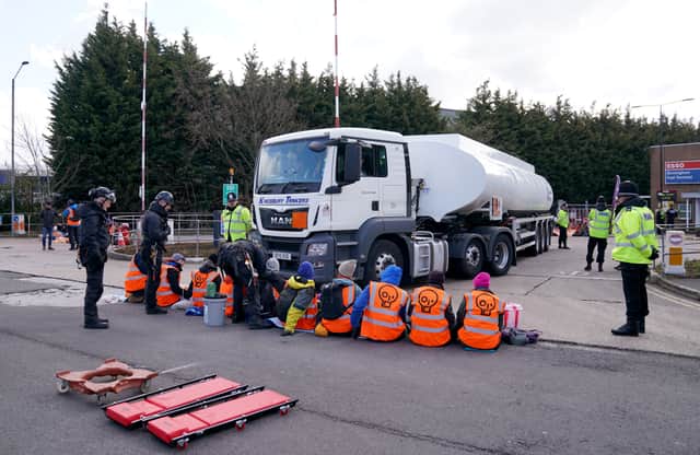 Just Stop Oil and Extinction Rebellion protesters blocked the route of oil tankers across England. (Credit: PA)