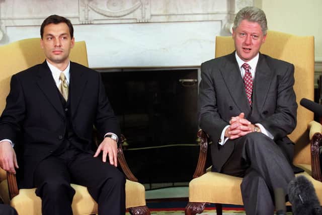 Viktor Orban (pictured with then-US President Bill Clinton) was previously Hungary’s Prime Minister from 1998 to 2002 (image: AFP/Getty Images)