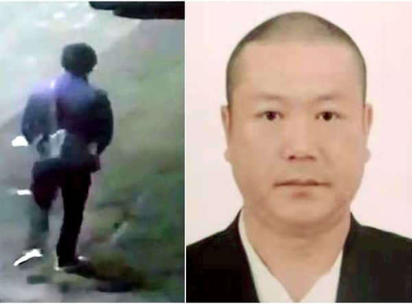 A reward of £20,000 has been offered to catch a killer who stabbed Jinming Zhang, 41, (right) to death in a botched robbery.