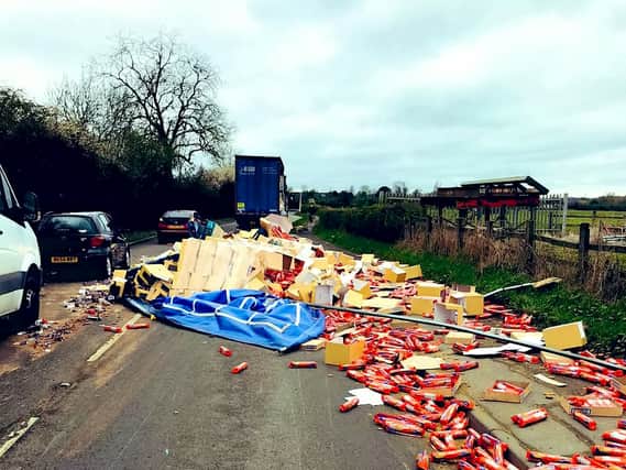 A HGV spilled its contents on a Sandiacre carriageway. (Credit: SWNS) 