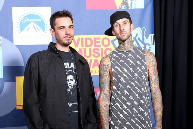 Adam Goldstein and Travis Barker at the 2008 MTV Video Music Awards, days before the plane crash (Photo: Frederick M. Brown/Getty Images)