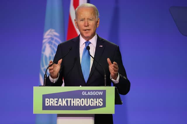 Joe Biden appeared at the Glasgow COP26 climate summit. (Credit: Getty Images)