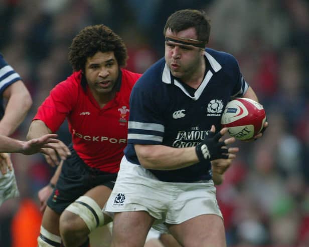 Tom Smith of Scotland makes a break during the Six Nations match between Wales and Scotland at The Millennium Stadium on February 14, 2004