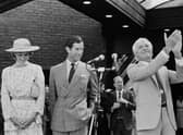 Diana, Princess of Wales, Charles, Prince of Wales, and  English DJ, television and radio broadcaster Jimmy Savile, at the opening of the National Spinal Injuries Centre at Stoke Mandeville Hospital,on 4 August 1983. (Photo: Hilaria McCarthy/Daily Express/Hulton Archive/Getty Images)