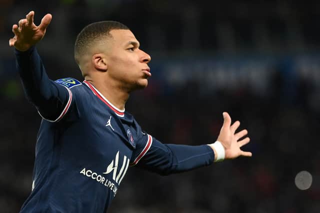 Paris Saint-Germain’s French forward Kylian Mbappe. (Photo by FRANCK FIFE/AFP via Getty Images)
