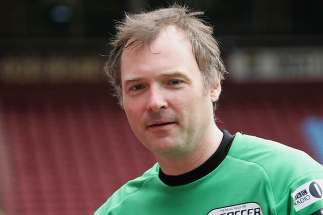 John Leslie takes part in the London edition of the annual fundraising tournament "Music Industry Soccer Six" at West Ham's Boleyn Ground, Upton Park on May 22, 2005 in London. (Photo by Dave Etheridge-Barnes/Getty Images)
