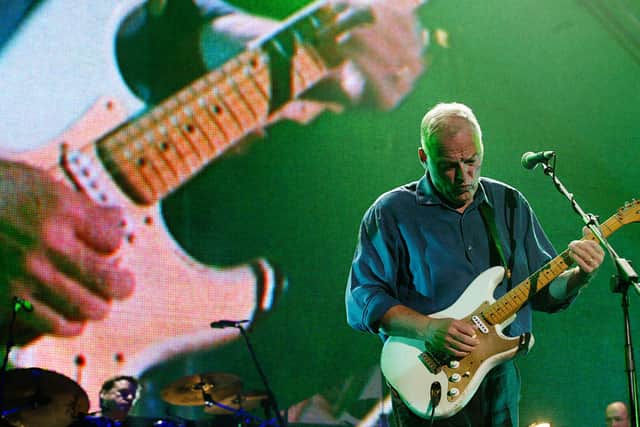 Dave Gilmour performing on stage  as part of The Miller Strat Pack concert, at Wembley Arena on September 24, 2004 in London (Photo: Jo Hale/Getty Images)
