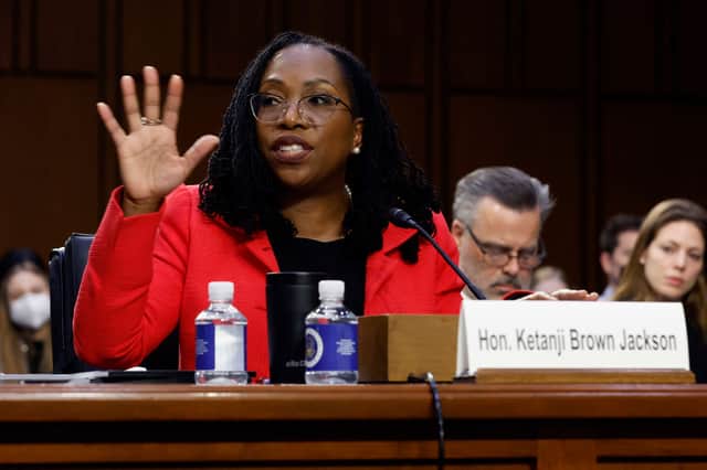 Judge Ketanji Brown Jackson testifying during her confirmation hearing before the Senate Judiciary Committee in the Hart Senate Office Building on Capitol Hill on 22 March 2022 (Photo: Chip Somodevilla/Getty Images)