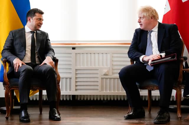 Boris Johnson and Volodymyr Zelenskyy at the Munich Security Conference in February