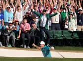 McIlroy celebrates 18th hole birdie in final round of Masters 2022. 