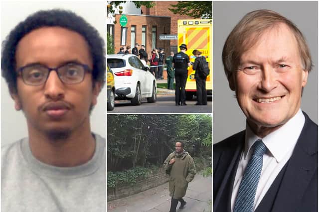 Ali Harbi Ali, 26, stabbed the Tory MP Sir David Amess more than 20 times at a constituency surgery in Leigh-on-Sea (Met Police / PA)