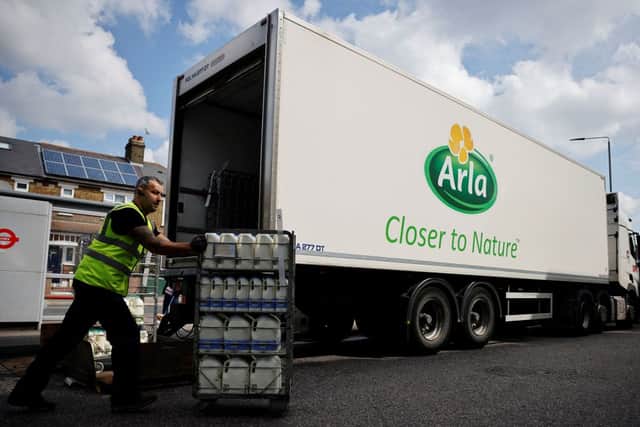 The boss of the UK’s biggest supplier of fresh milk, Arla, says the era of cheap milk is coming to an end (image: AFP/Getty Images)