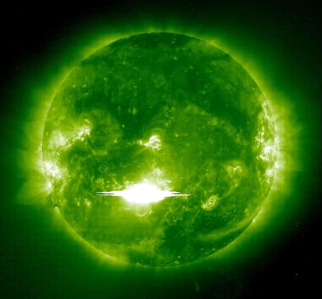 A major solar eruption shown in progress (Photo: Solar & Heliospheric Observatory/NASA via Getty Images)