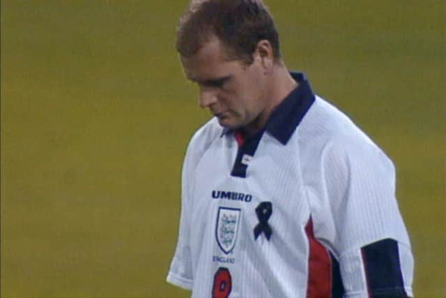 Paul Gascoigne doing one-minute silence for Princess Diana following her death (Credit: The Football Association)