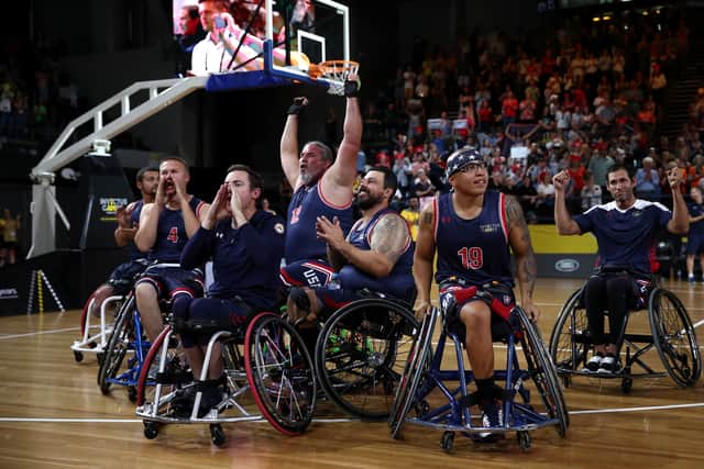 The USA celebrate their 2018 Gold Medal win in Wheelchair Basketball
