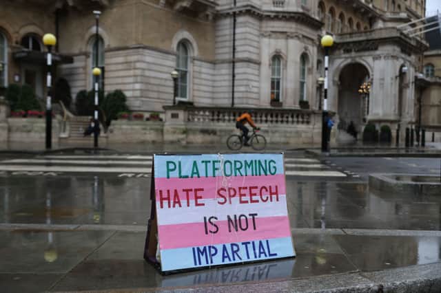 A sign calling out against hate speech (Photo: Hollie Adams/Getty Images)