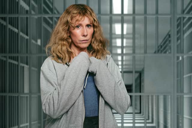 Catherine Tate as character Ange in her new Netflix show Hard Cell.