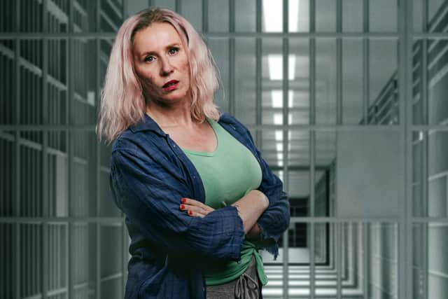 Catherine Tate as character Big Viv in her new Netflix show Hard Cell.