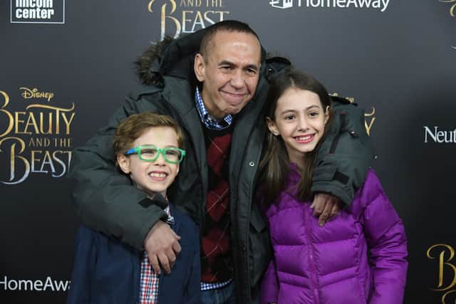 Gilbert Gottfried and his kids at the Beauty And The Beast New York Screening, 2017 (Photo: Mike Coppola/Getty Images)