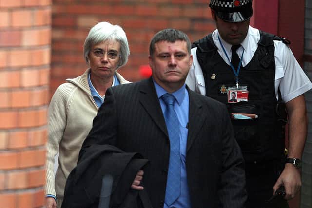 Anne Darwin (L), leaving Manchester Airport police station before being handed over to Cleveland Police (Photo: ANDREW YATES/AFP via Getty Images)