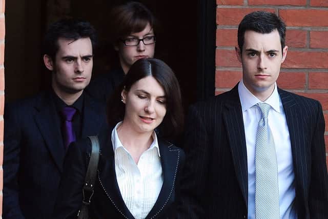 Anthony (R) and Mark Darwin leave Teeside Crown court after their parents Anne and John Darwin were sentenced (Photo: Christopher Furlong/Getty Images)