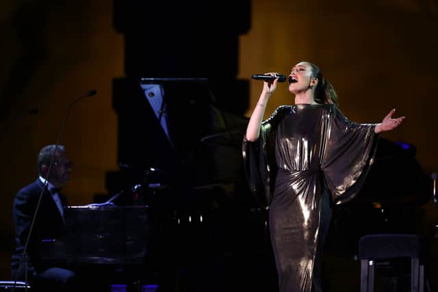 Loren Allred performing at the Andrea Bocelli concert on April 08, 2021 (Photo: Francois Nel/Getty Images for The Royal Commission for AlUla)