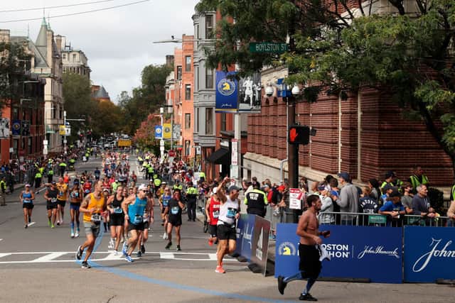 The Boston Marathon finishes in the centre of the eastern US city of Boston (image: Getty Images)